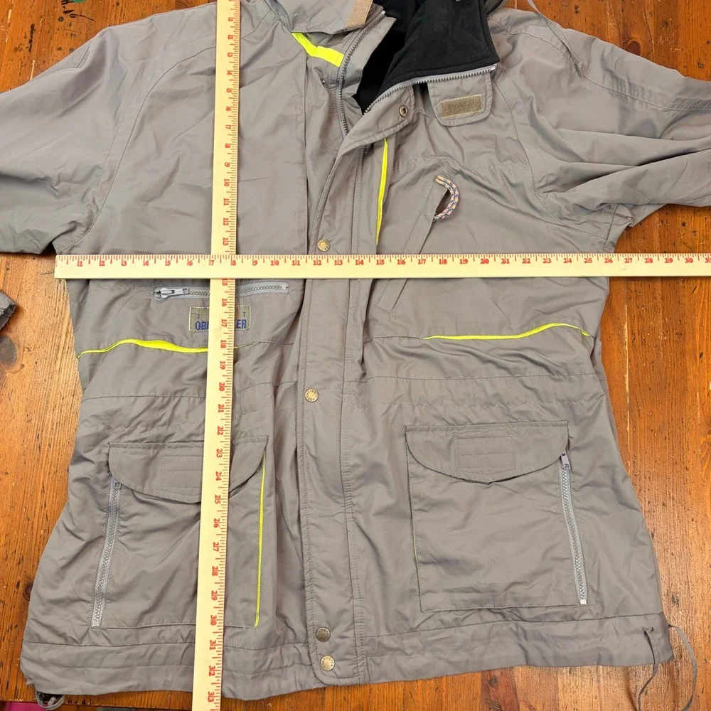 Vintage Sport Obermeyer Ski Jacket Mens XL Grey Fleece Lined Hooded 37037‎